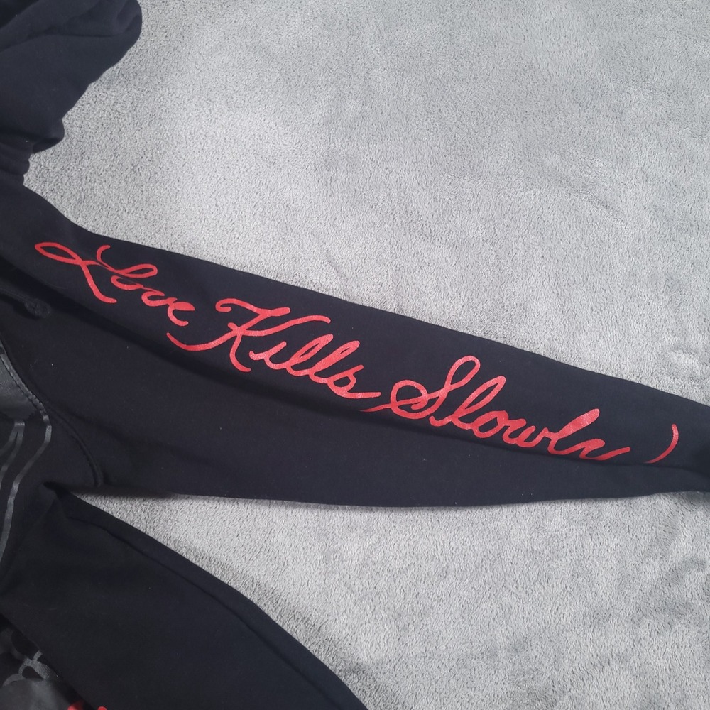 Ed Hardy Hoodie Men Large Black Cobra Snake Graphic Love Kills Slowly Y2K Tattoo - Picture 7 of 10